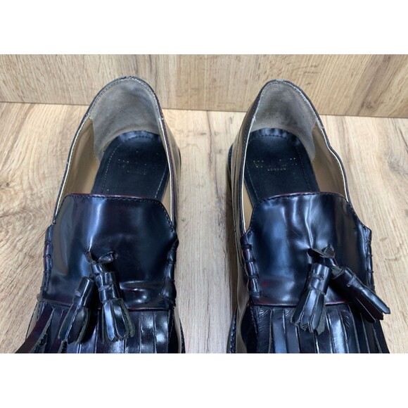 WALK LONDON Tassel Kiltie Loafers Shoes Men's Dark Burgundy Leather Size 11 - Picture 8 of 16